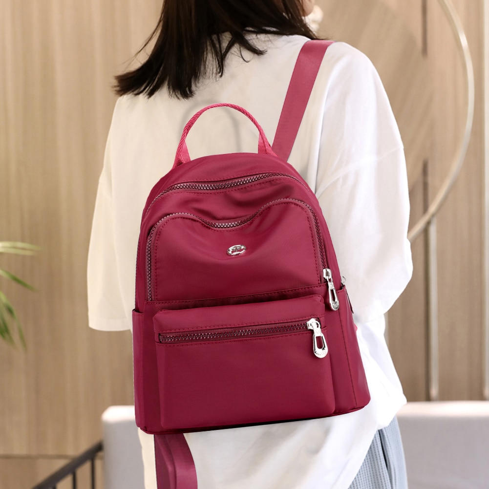 Décontracté en Nylon femmes école sac à dos étudiants filles imperméable à l'eau épaule livre sacs couleur unie quotidien voyage dames école sac à dos