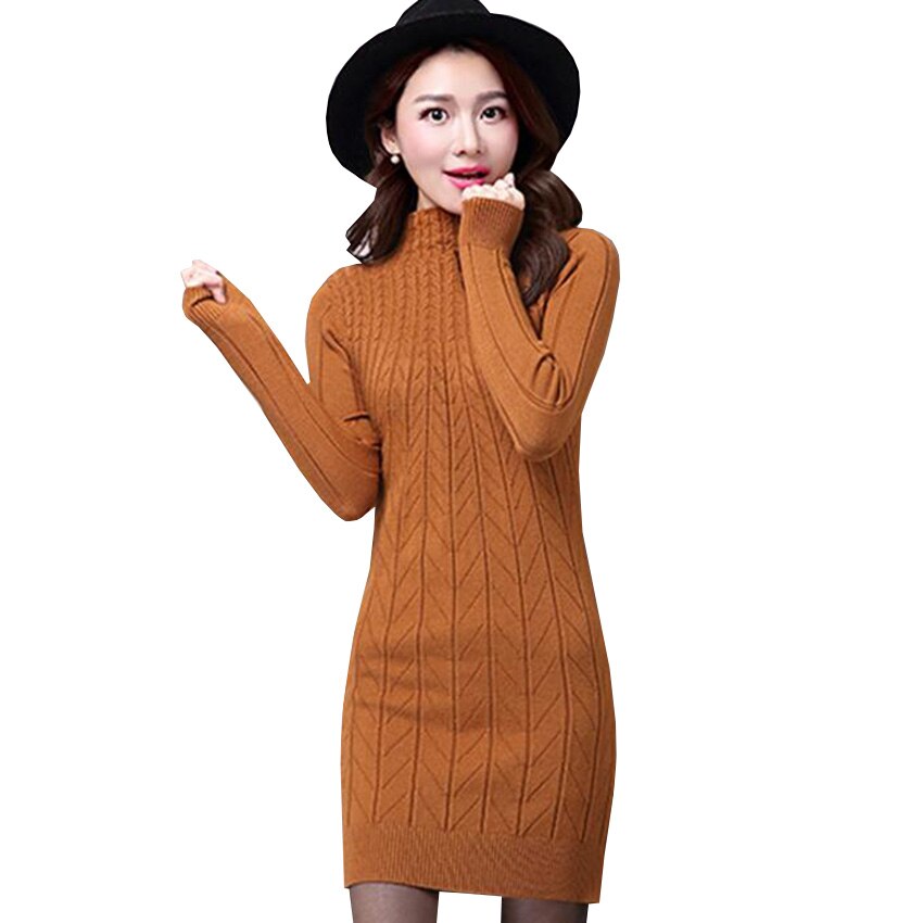 Vrouwen Trui Jurk Herfst Winter Lange Mouwen Coltrui Gebreide Jurken Dikke Warme Slanke Truien Gebreide Jurk Vestidos SF22