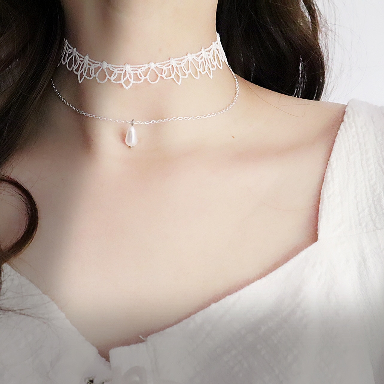Lace Fairy Clavicle Choker Necklaces Bridal Pendant Jewelry For Women Wedding