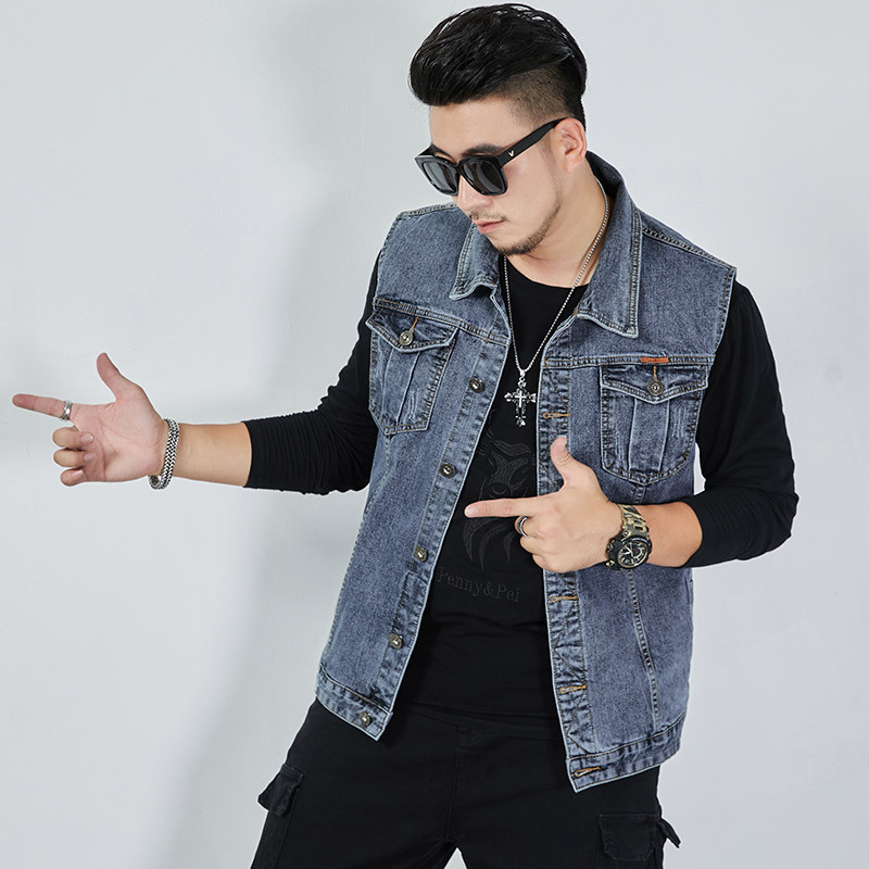 Men Denim Shirt Vest Four Season Summer Oversize Large M-8XL Fat Big Jacket Male Clothes
