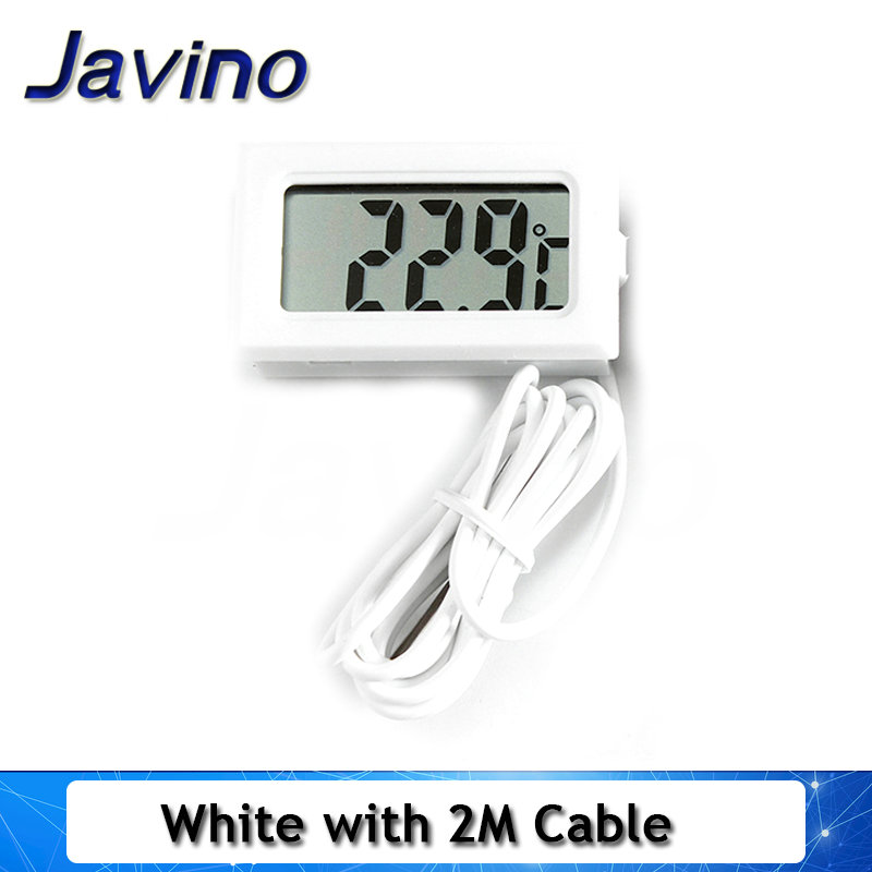 Mini LCD digital thermometer used for freezer temperature - 50-110℃ refrigerator thermometer indoor and outdoor waterproof probe: WHITE