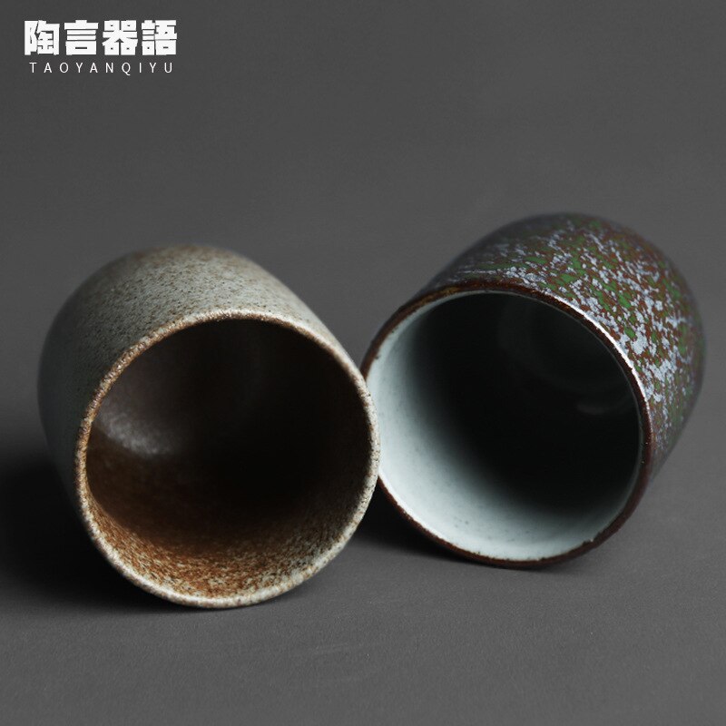Japansk stil vintage groft keramik te kop ovn bagt sort guld og sølv håndlavet kung fu te tekop 130ml