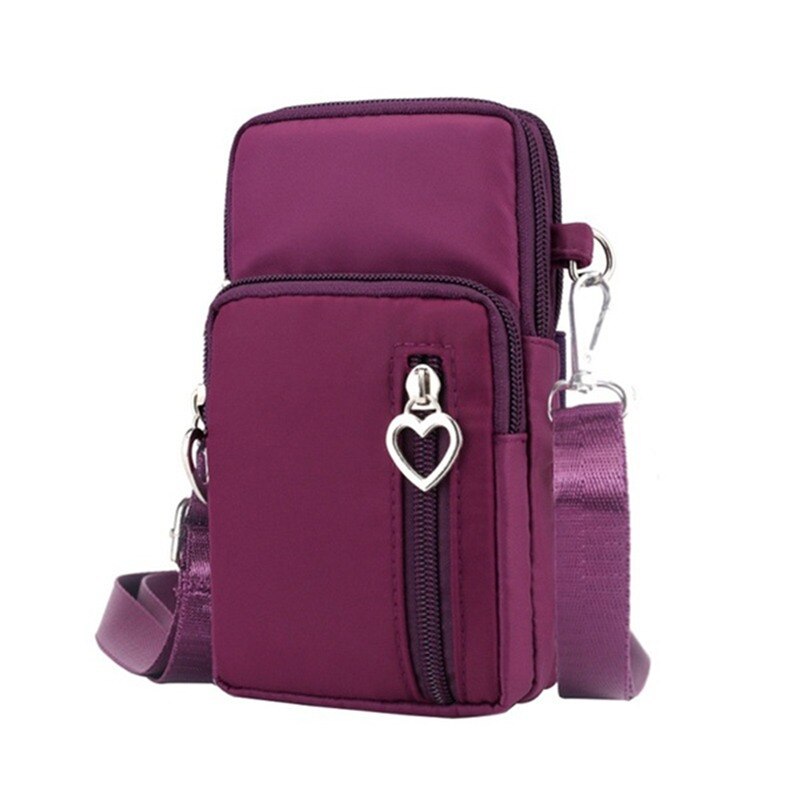 Frau Umhängetasche Kleine Schulter Tasche Diagonale Multi-Funktion praktisch Tasche Ich bin Freien Kopfhörer Beutel Sport Tasche: Violett rot L