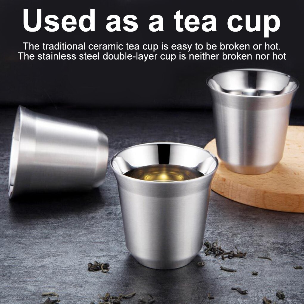 Stainless Steel Coffee Cup 2-layer Insulated Coffee Mug for Drinking Water Tea Beer Cocktails