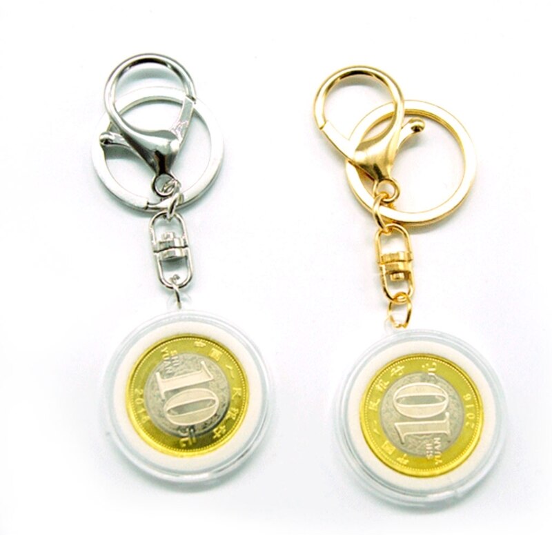 Acrylic Coin Holder Capsule With Pad Ring For 30mm 27mm Keyring Alloy Keychain