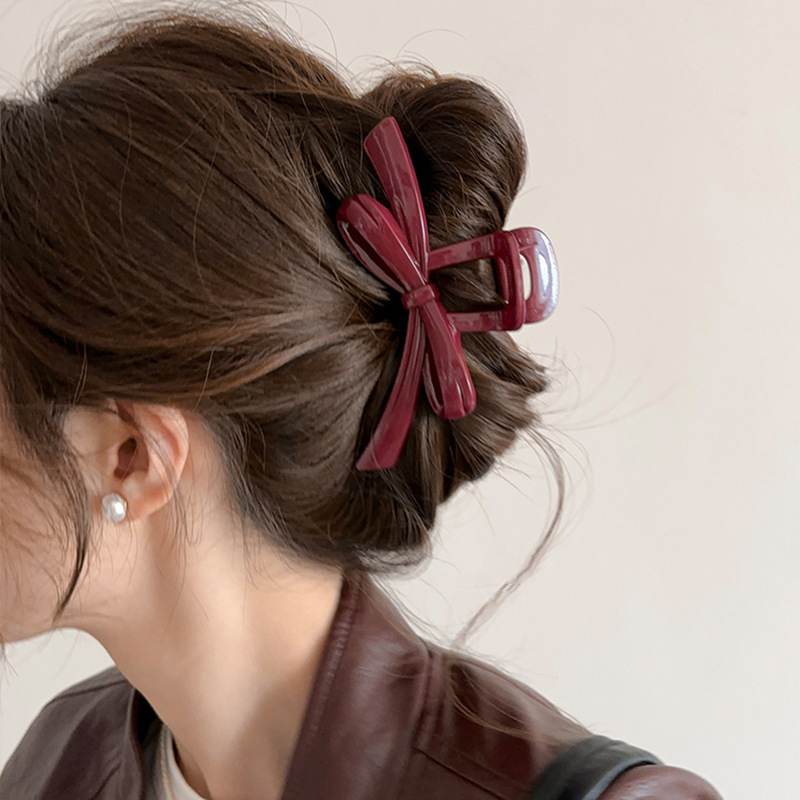 Pinzas para el cabello grandes de Color rojo oscuro para mujer, pasadores, horquillas, pinzas para el cabello de cola de caballo de plástico, accesorios para el cabello de tiburón para niñas mayores: Lavanda