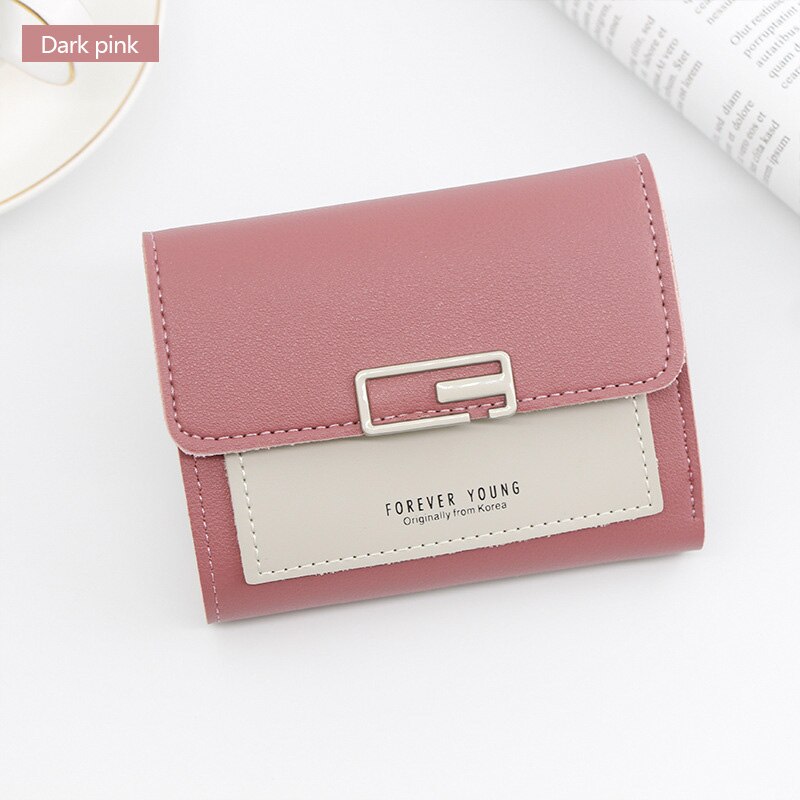 AIREEBAY Mini Portemonnee Vrouwen Mode Portemonnee Vrouwelijke Korte Kleine Portefeuilles Koreaanse Stijl Studenten Mooie Roze Portemonnee Vrouwelijke Portemonnee: A7016darkpink