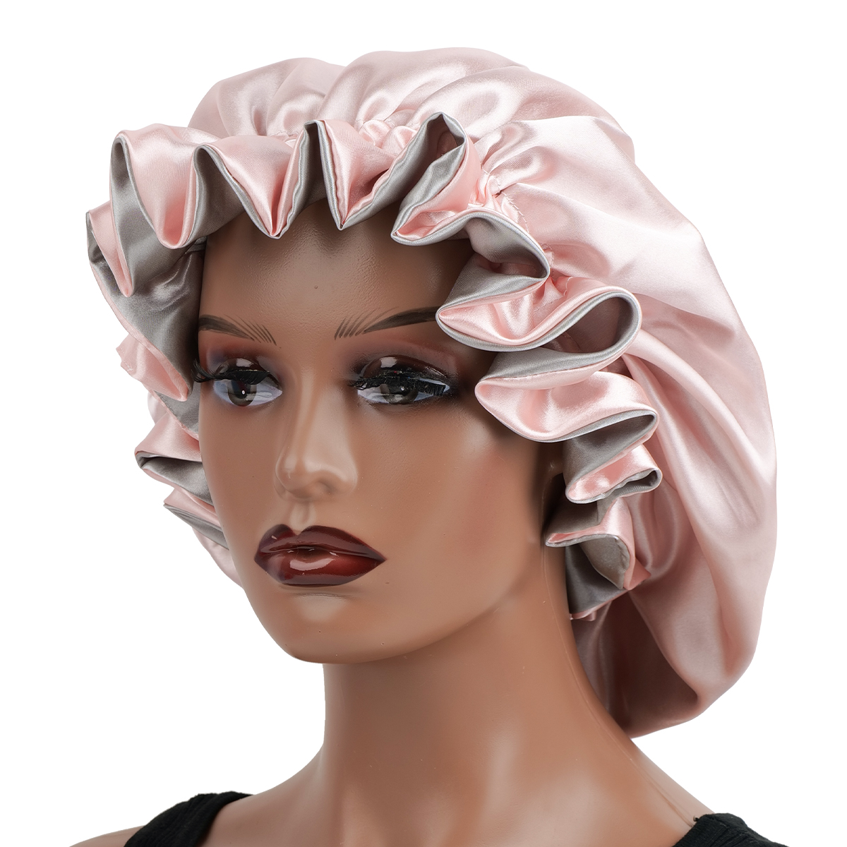 Gorro de cabelo de renda reversível de camada dupla para mulheres e homens | Boné noturno respirável para dormir, proteção para cabelos cacheados: Vermelho