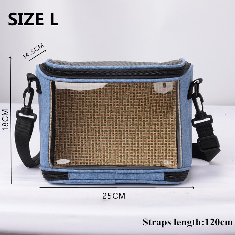 Portable Bird Cage Parrot Carrier Lightweight Breathable Travel Bag for Hamster Squirrel Sugar Gliders Transport Pet Accessorie: Blue vine L