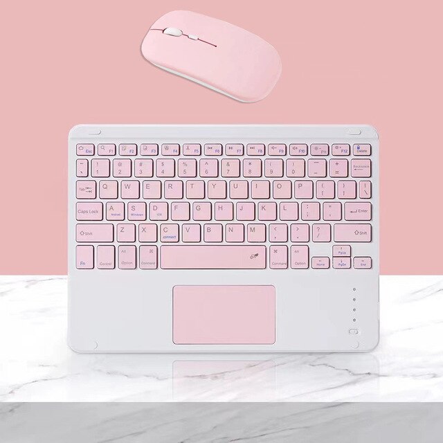 Teclado y ratón Bluetooth para tableta, accesorio Universal de 10 pulgadas para Samsung S6, iPad Pro Air 4, 2,4G: pink touch mouse