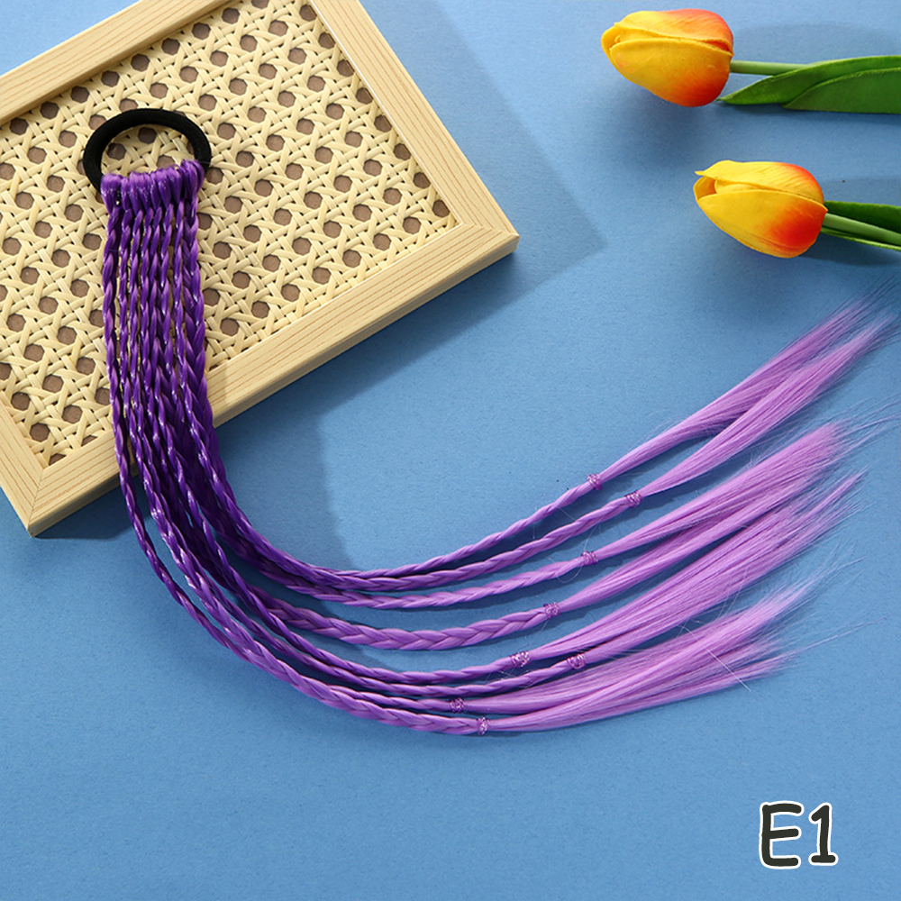 Extensiones de cabello con trenzas coloridas sintéticas con bandas de goma, coleta trenzada de arcoíris, accesorios para el cabello para niñas