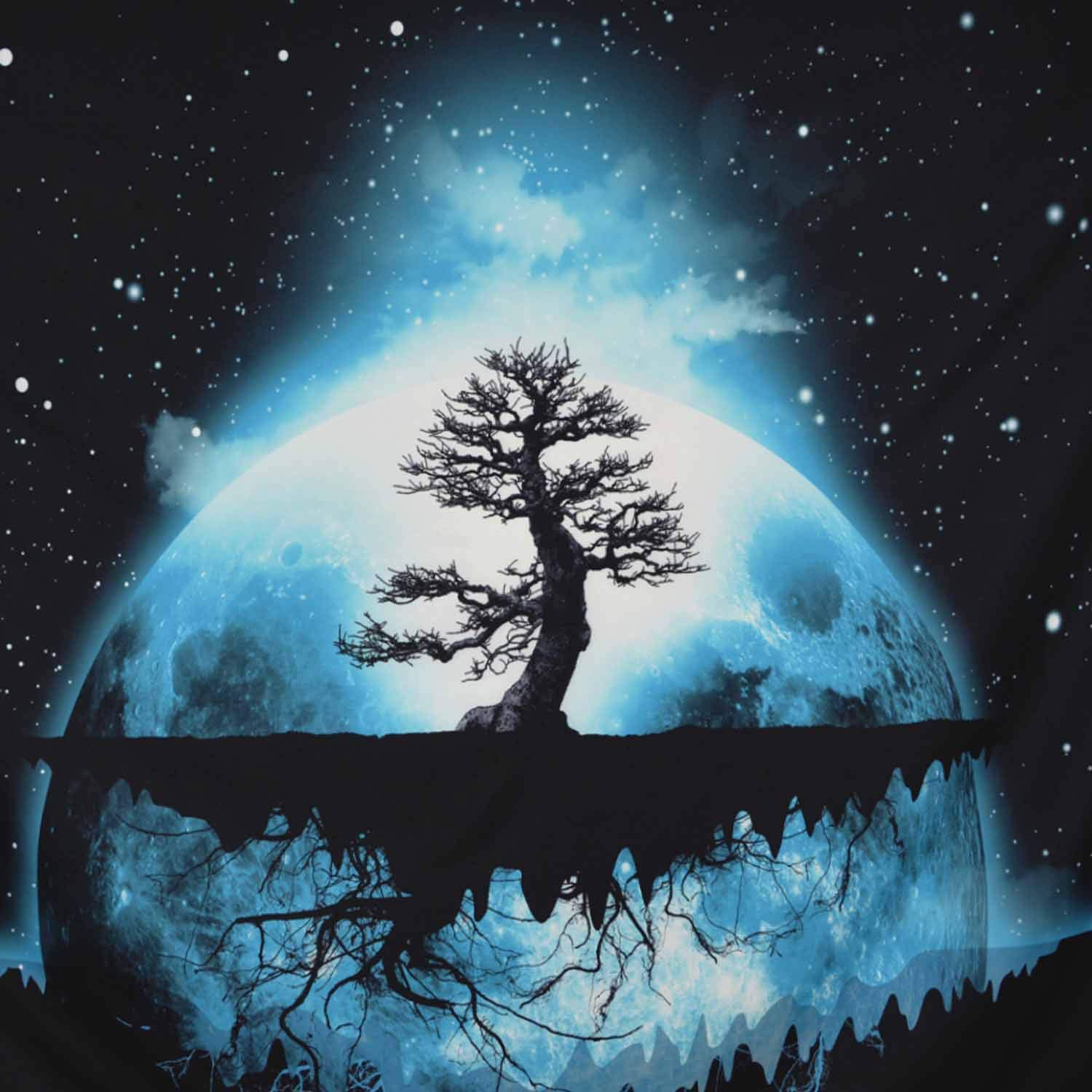 Psychedelic Tree of Life Tapestry Starry Planet with Tree Wall Hanging