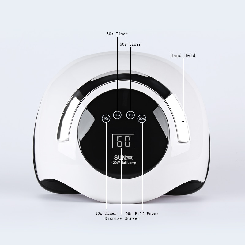 SUN BQ5T-lámpara UV LED de 120W, luz de hielo de alta potencia, secado rápido de esmalte de Gel, autodetección, herramienta de manicura pedicura