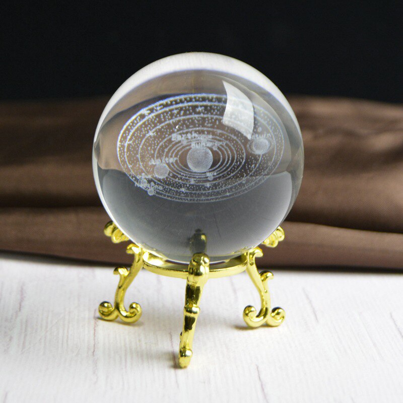 3D Solar System Miniature Crystal Ball Engraved Planets Model Home Decor LXY9