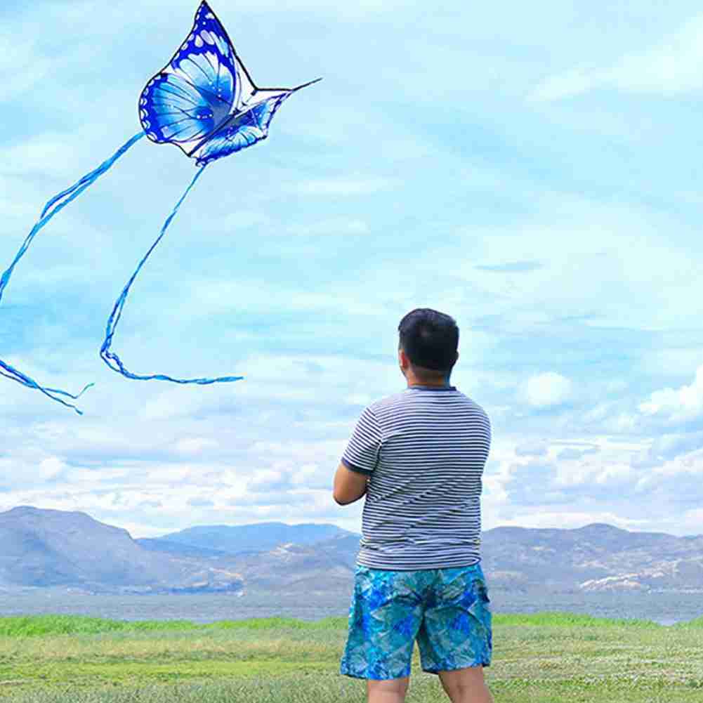 Schmetterlingsdrachen, blau-rot, mit festen flügeln, 30m schnüren, leicht zu fliegen, outdoor-sportspielzeug, tierdrachen, spielzeug für kinder