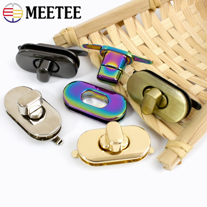 2/4/10Pcs Meetee 35*18mm Metal Bag Lock Clasp Handbag Twist Turn Locks Buckle Oval Twisting Replace Clasps Hardware Accessory