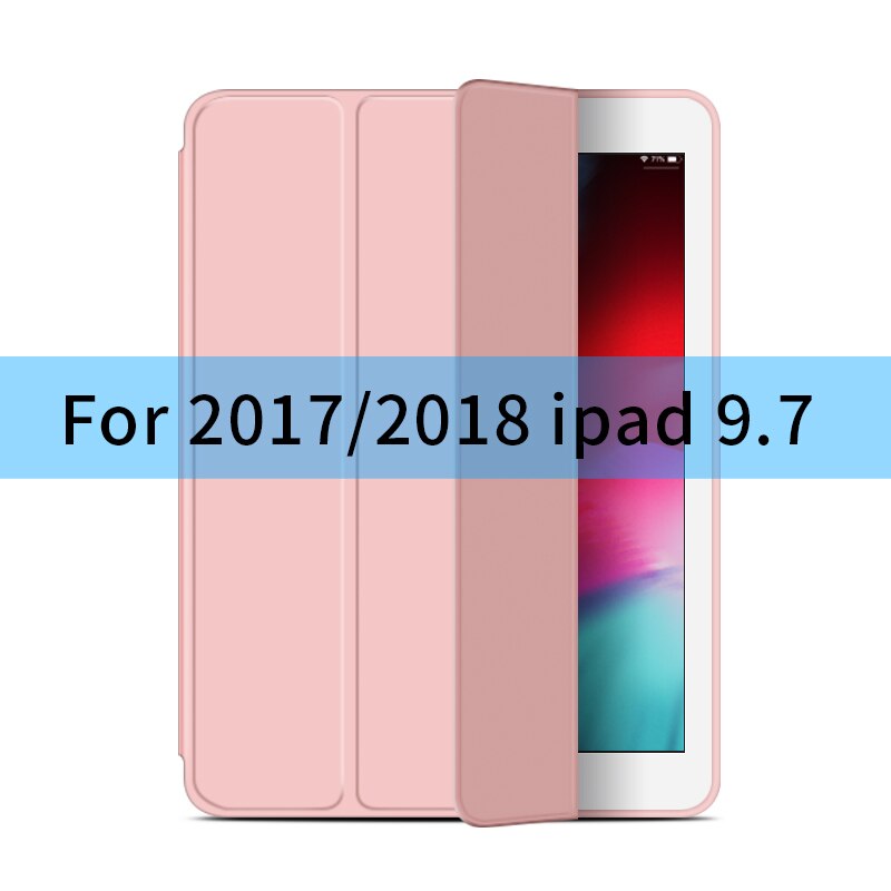 For iPad Air 2 Air 1 Case 9.7 Funda Silicone Soft Back 10.5 Pu Leather Smart Case for iPad mini 1 2 3 4 5 generation Case: 2018-Pink