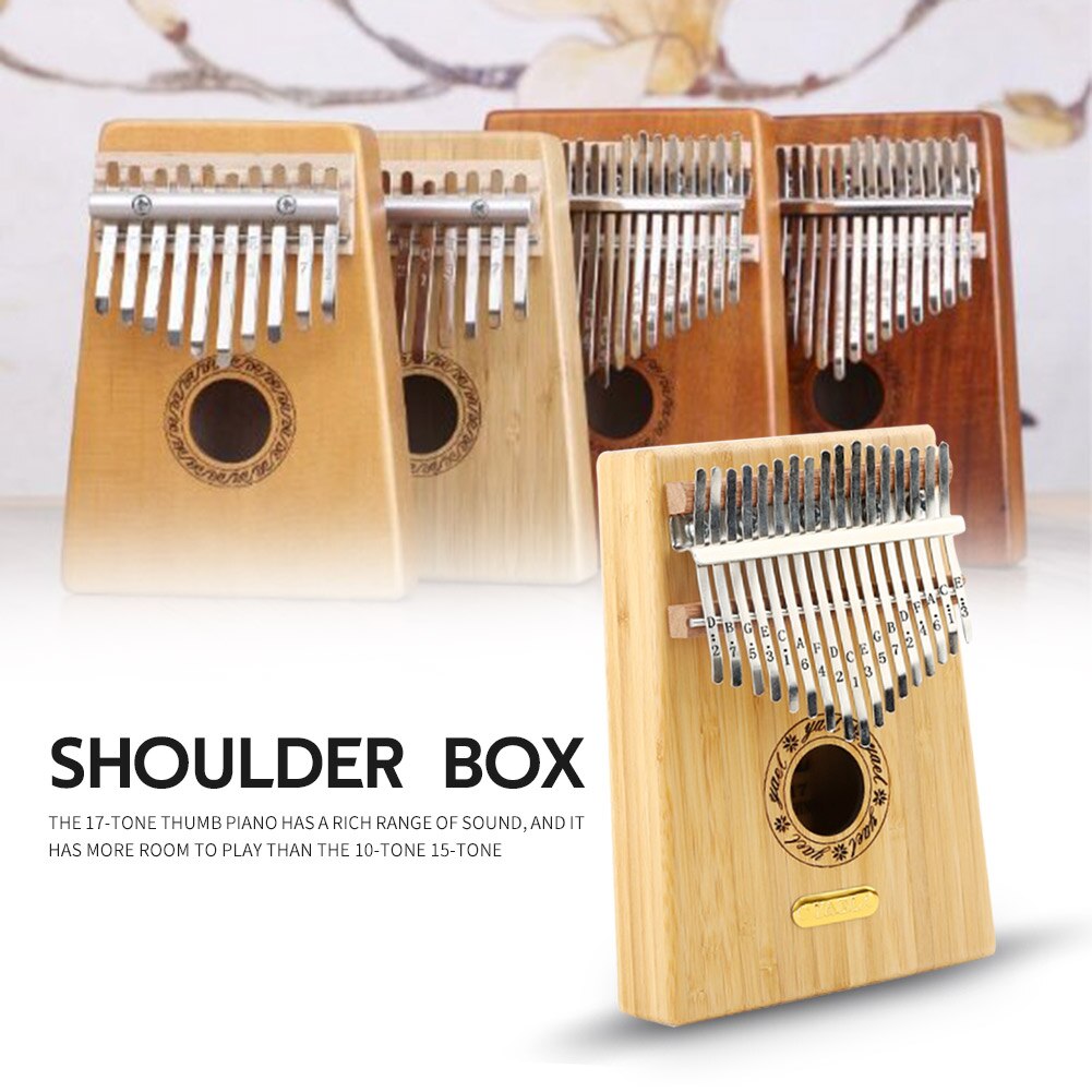17 Keys Exotic Style Kalimba Bamboo Musical Instrument Thumb Piano Lightweight Portable Music Elements for Beginner