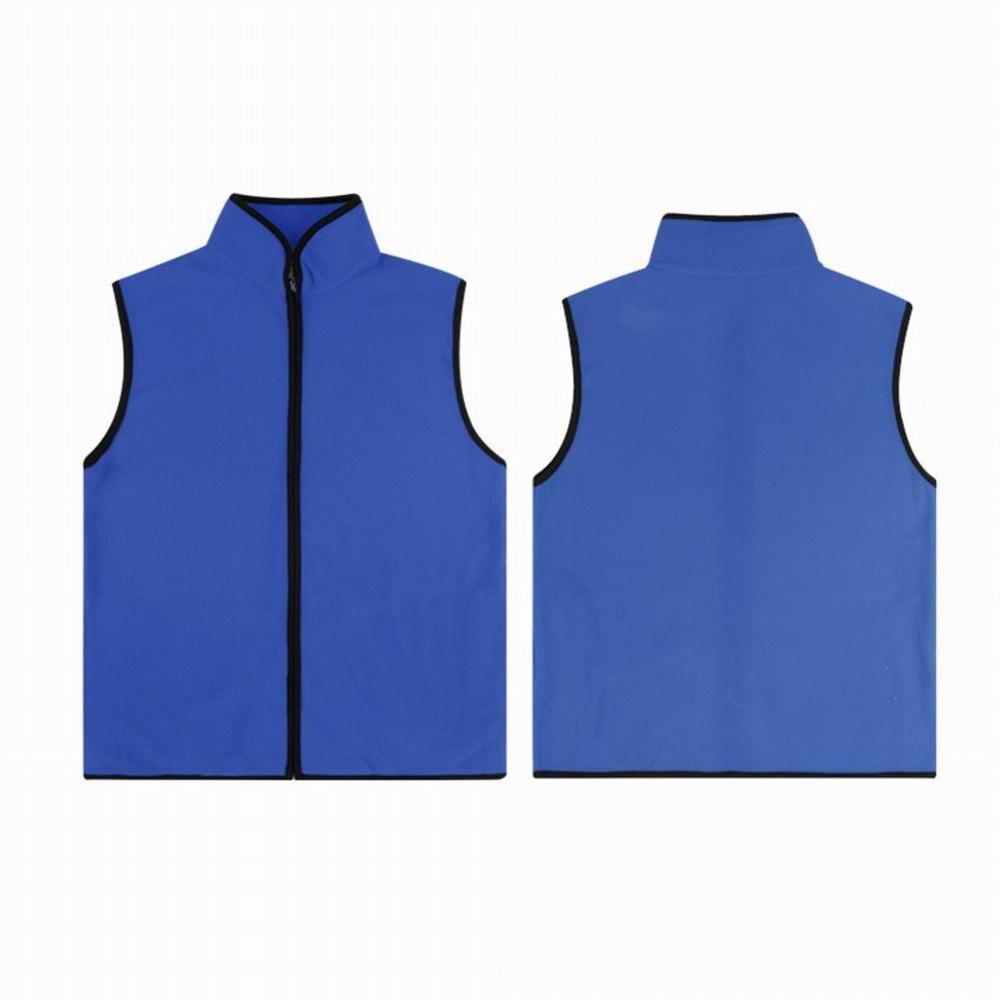 Winter Full-Zip Fleece Vest Warm Stand Kraag Lente Zachte Effen Kleur Vest Met Zakken: Blauw / M