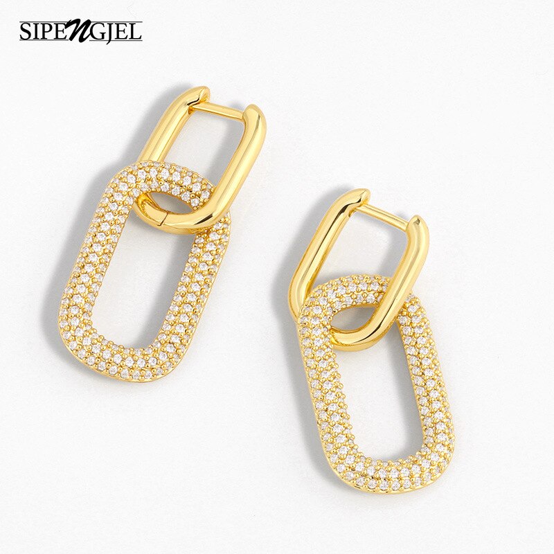 1 Pair gold geometric Oval hoop earrings punk hip hop Chain Link earings for women jewelry trend