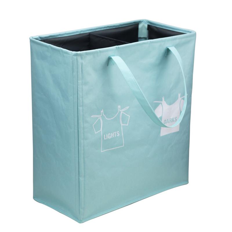1pc skittentøyskurv sammenleggbar husholdning gjenbrukbar dobbel gitter vaskbar oppbevaringsbeholder skittentøyskurv for hjemmekontorhotell: 2