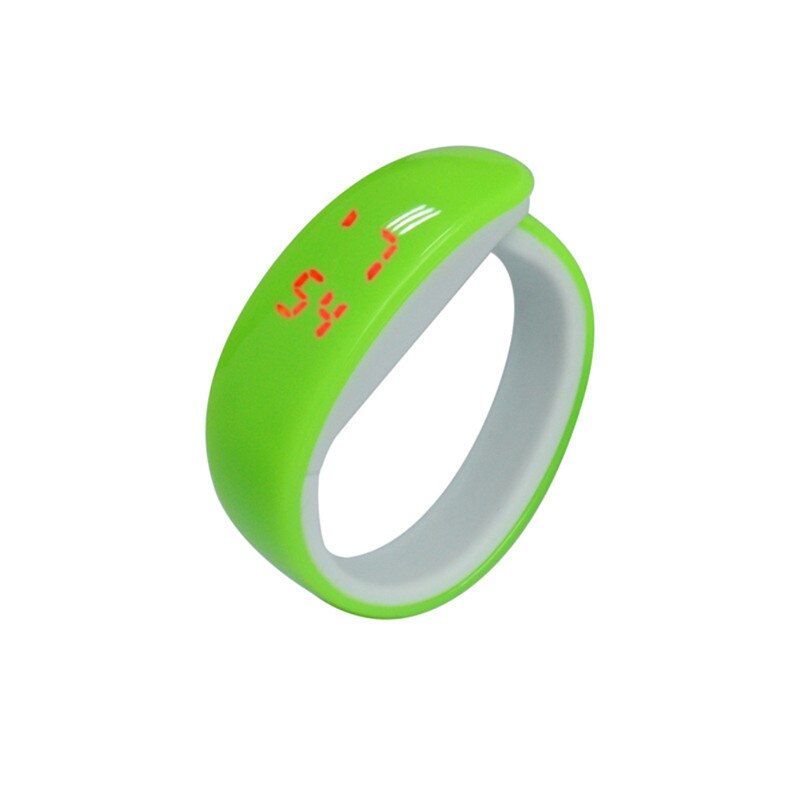 Women Men Sport Date Waterproof Wristband LED Plating Bracelet Digital Wrist Watch: green