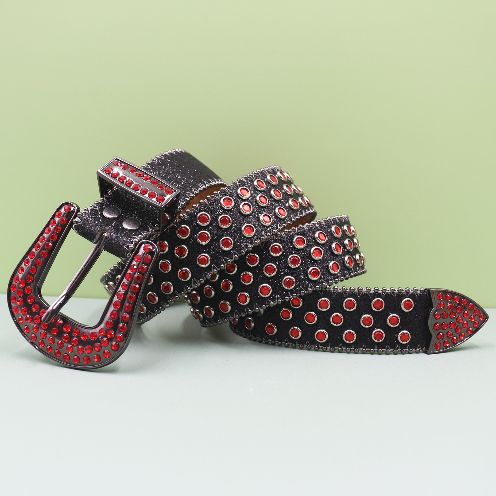 Ceinture En Métal De Coton Imprimé Flamme Longueur Réglable