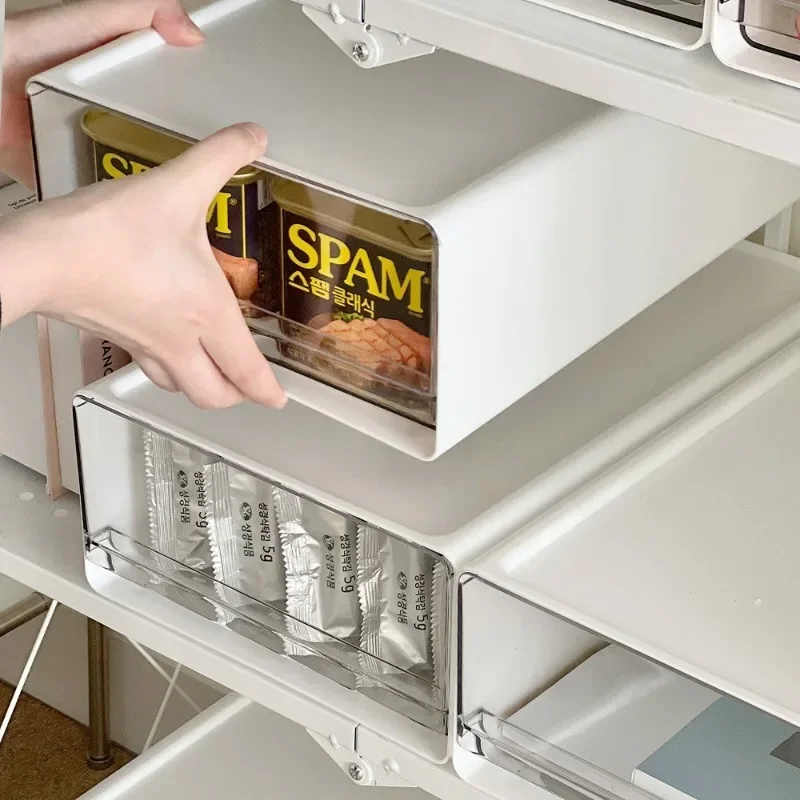 Storage Box Organizer Drawers Desktop Transparent Plastic Office File Storage Boxes Stackable Combination Organizer Cabinet