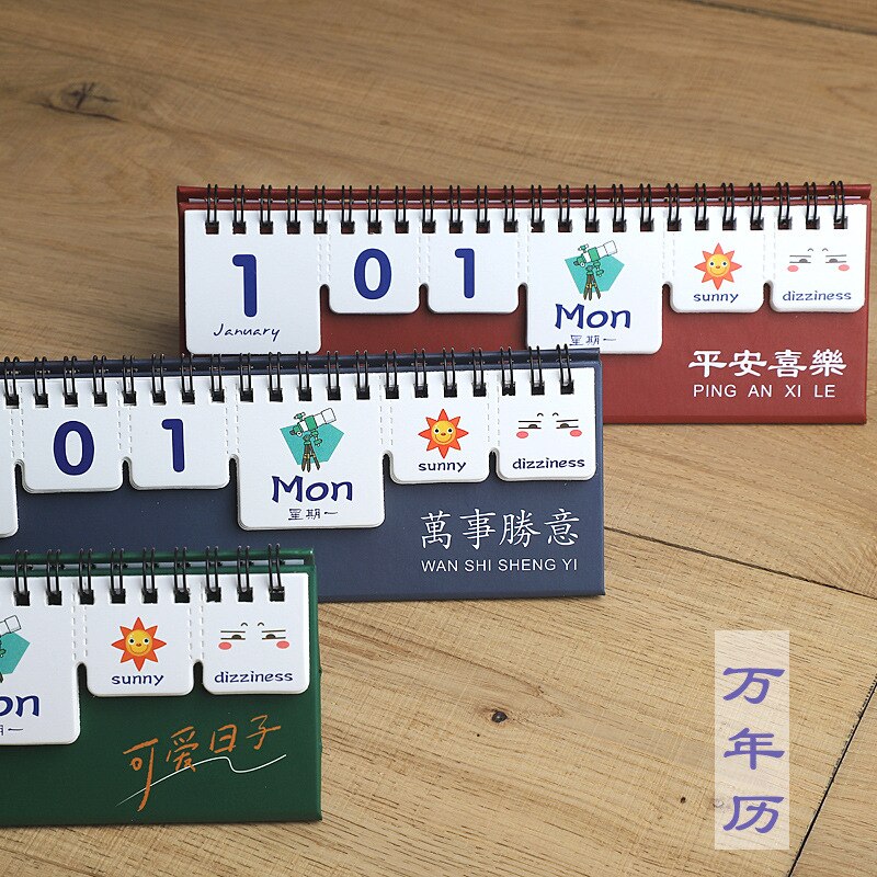 Solid Color Desk Calendar Mini Tearable Perpetual Calendar Daily Table Planner .01.12