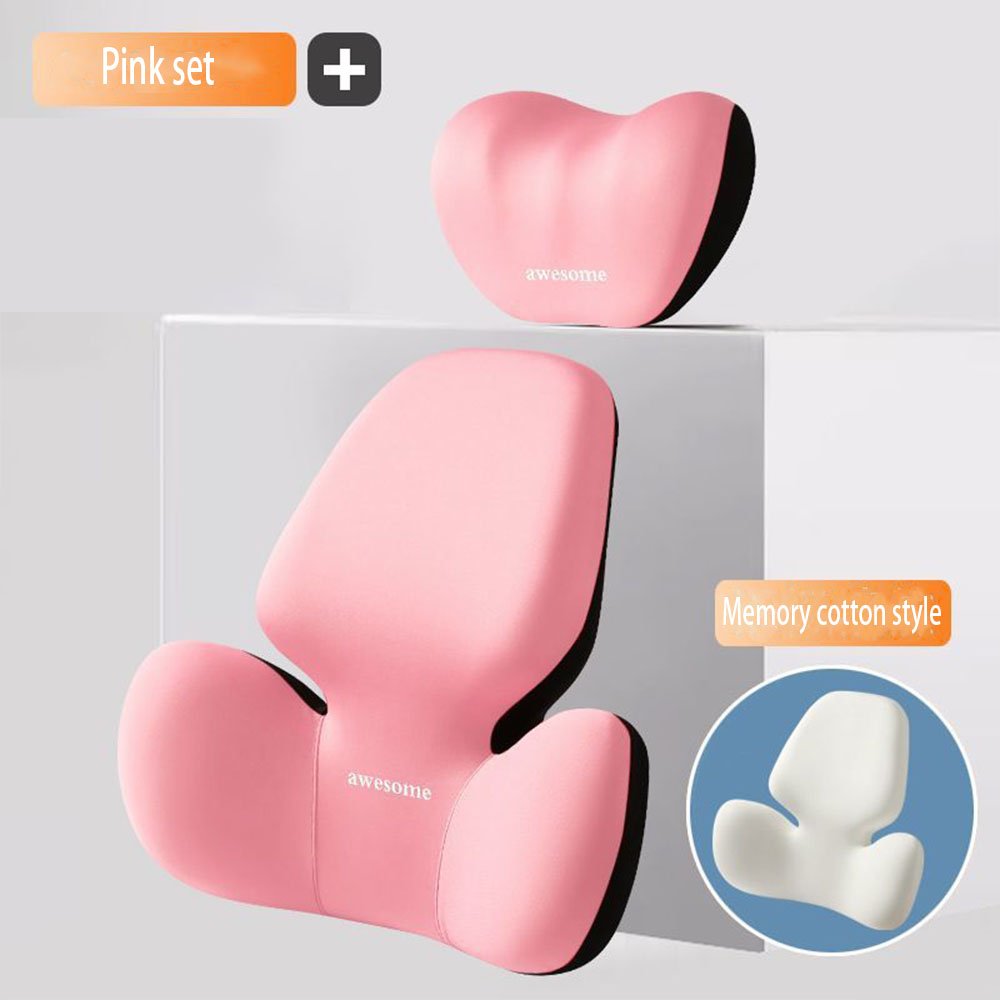 Update Car Lumbar Support Pillow Auto Neck Pillow Waist Support Removable Washable Backrest Universal Vehicle Cushion: Dark Red