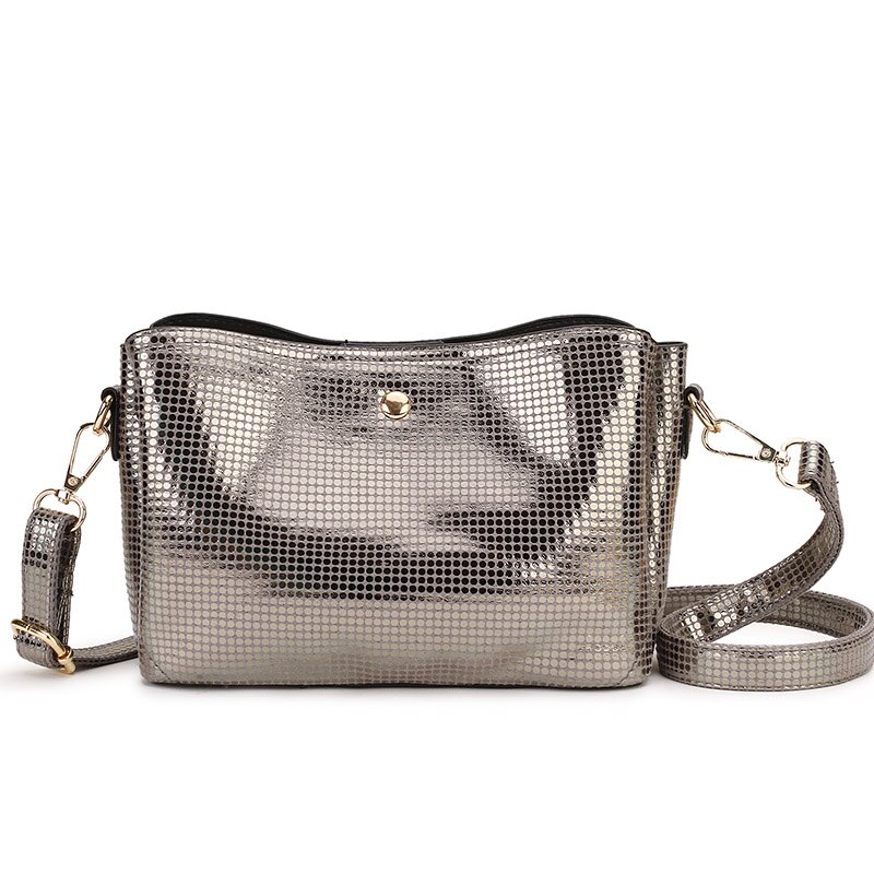 Bolsa transversal dourada para mulheres, bolsa pequena de ombro, couro pu, dourada, prateada, 2020 saco do saco: grey