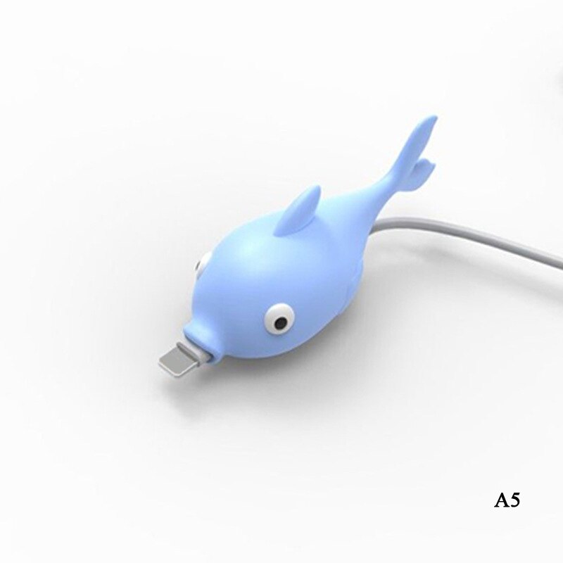 Søte tegneserier dyr bite kabel databeskytter fisk dinosaur hund shaper kabel opptrekker arrangør iphone ipad datalinje beskyttelse: Lilla