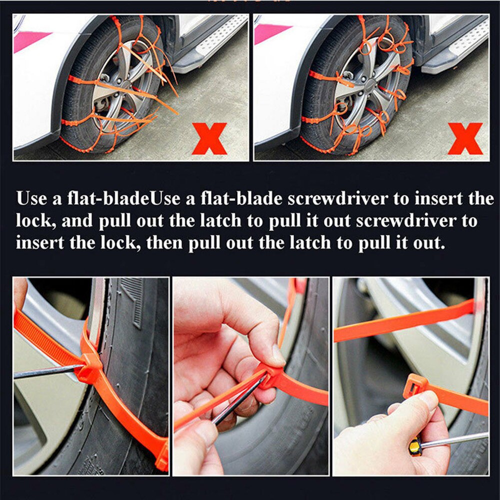 Universal 10 stk auto bil anti-skrid snedæk dæk hjulkæde sene nylon rem bælte til bil sne mudder hjul dæk fortykket dæk