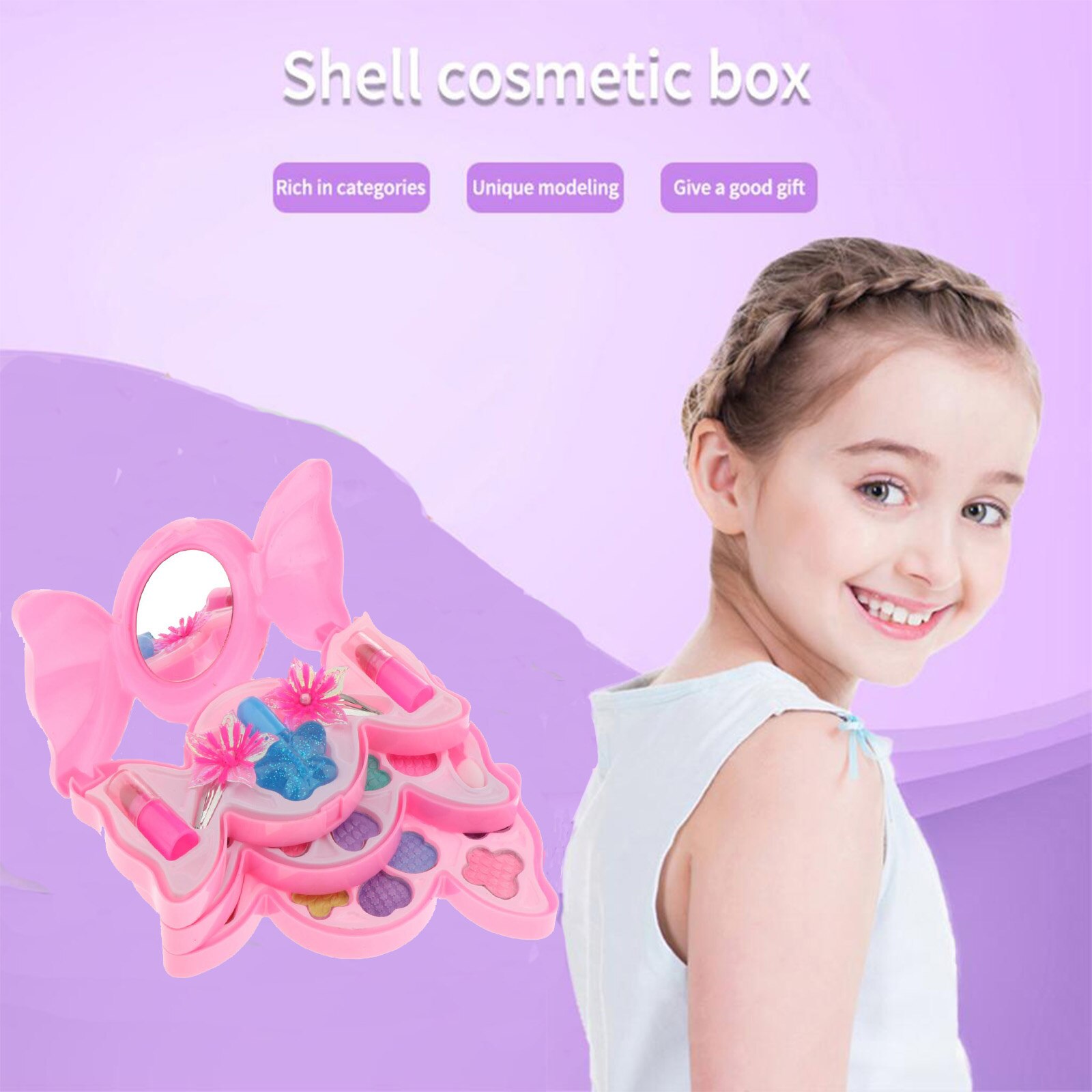 Zestaw robić makijażu dla dziewczynek księżniczka prawdziwy brokat cień robić powiek usta robić paznokci dla dzieci makijaż