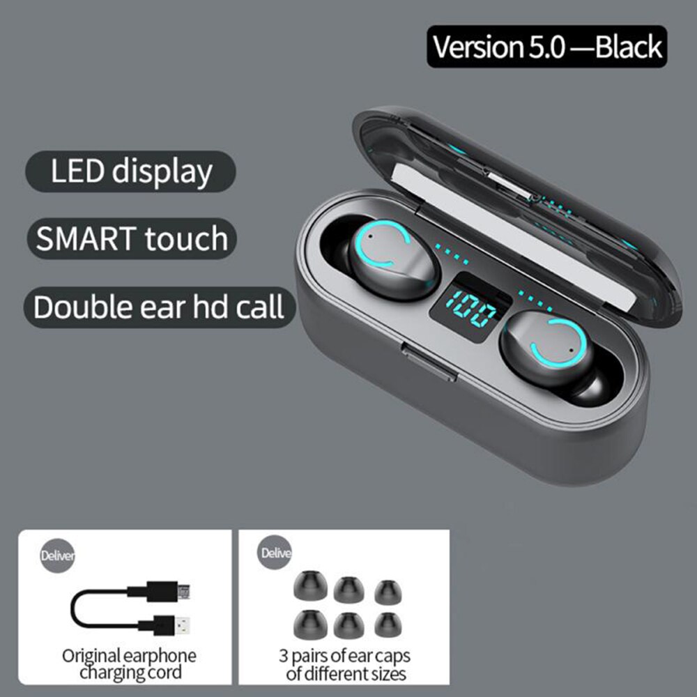 Mini F9 TWS Bluetooth 5.0 ecouteurs sans fil casque sport étanche sans fil écouteur Hifi stéréo casque avec Microphone