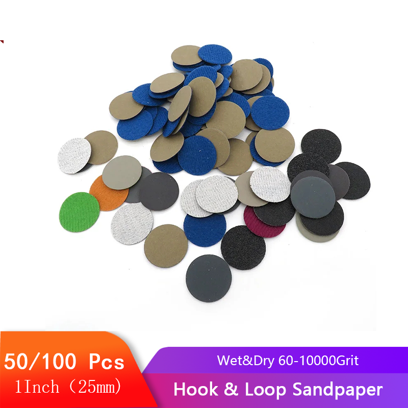 50/100pcs 1inch 25mm Wet Dry Sandpaper 60-10000 Grit Sander Discs Waterproof Abrasive Sandpaper Sheet for Wood Paint Polishing