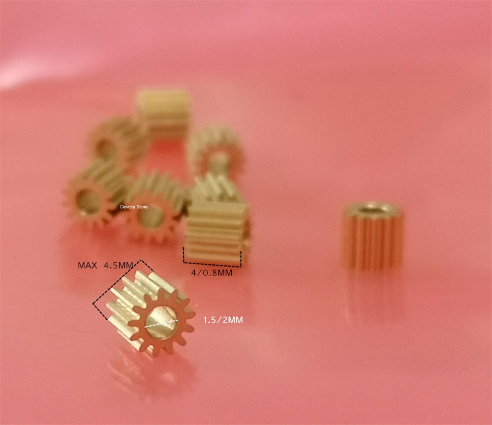 10X Mini 0.3M 13T RC model diy copper gear 1.48 1.5mm 1.98 2mm hole diameter Spur gear 0.8MM thickness