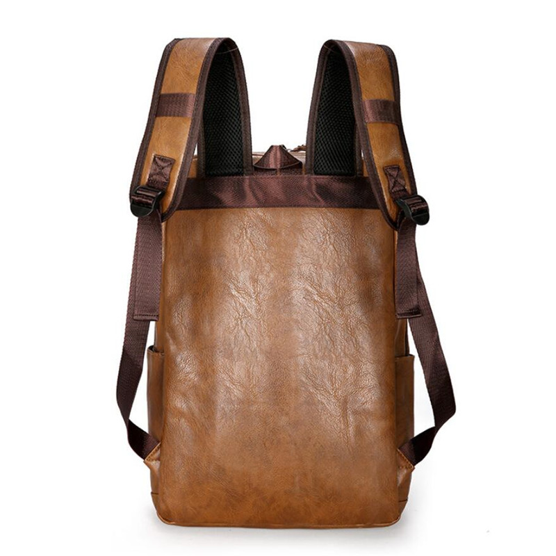 Large bookbags Men Backpack Leather Male Functional Bags Men Waterproof Backpacks PU Big Capacity Men School Bags