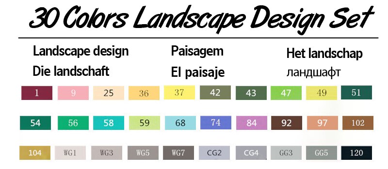 TOUCHTEN Markers 30/40/60/80 Color Sketch Art Marker Pen Double Tips Alcoholic Pen For Artist Manga Markers Art Supplies: 30 Landscape Set