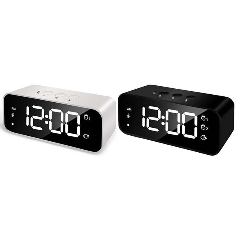 LED Anzeige Digital Wecker, Spiegel Musik Uhr mit Dual Alarme und Schlummern Wecker für Schlafzimmer Küche