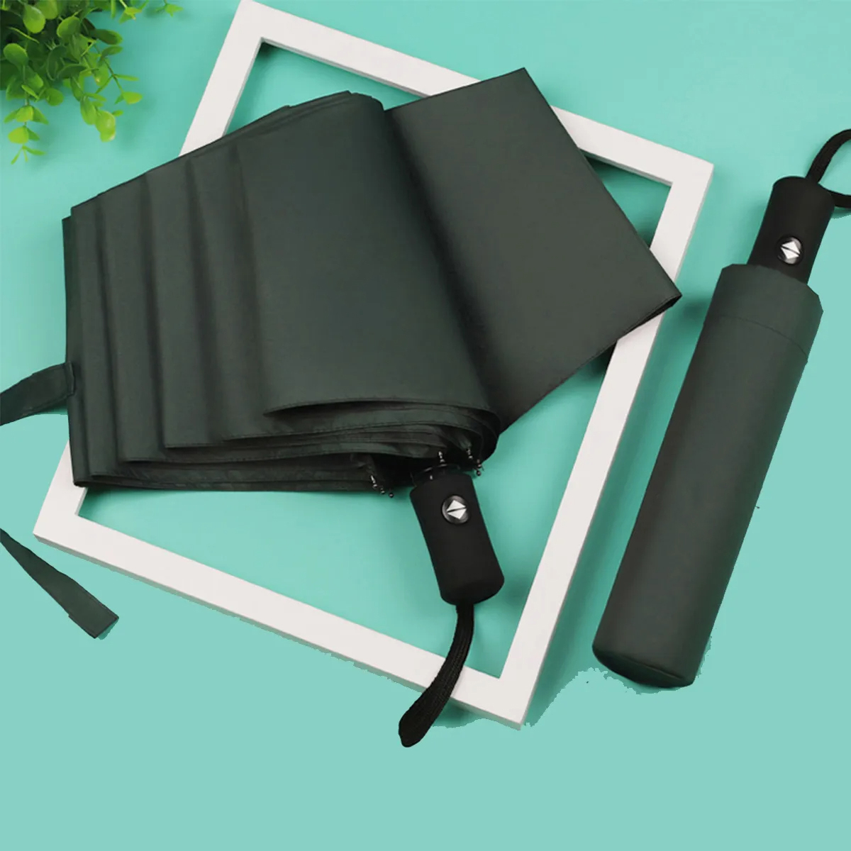 Parapluie pliant automatique à 8 nervures – Compact, léger, durable, protection UV – parasol de pluie et de soleil, pare-soleil automatique zwq: vert militaire