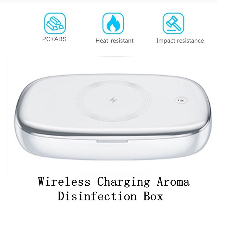Esterilizador UV para teléfono, limpiador de máscara, limpiador Personal, caja de desinfección con aromaterapia y cargador inalámbrico para teléfono móvil