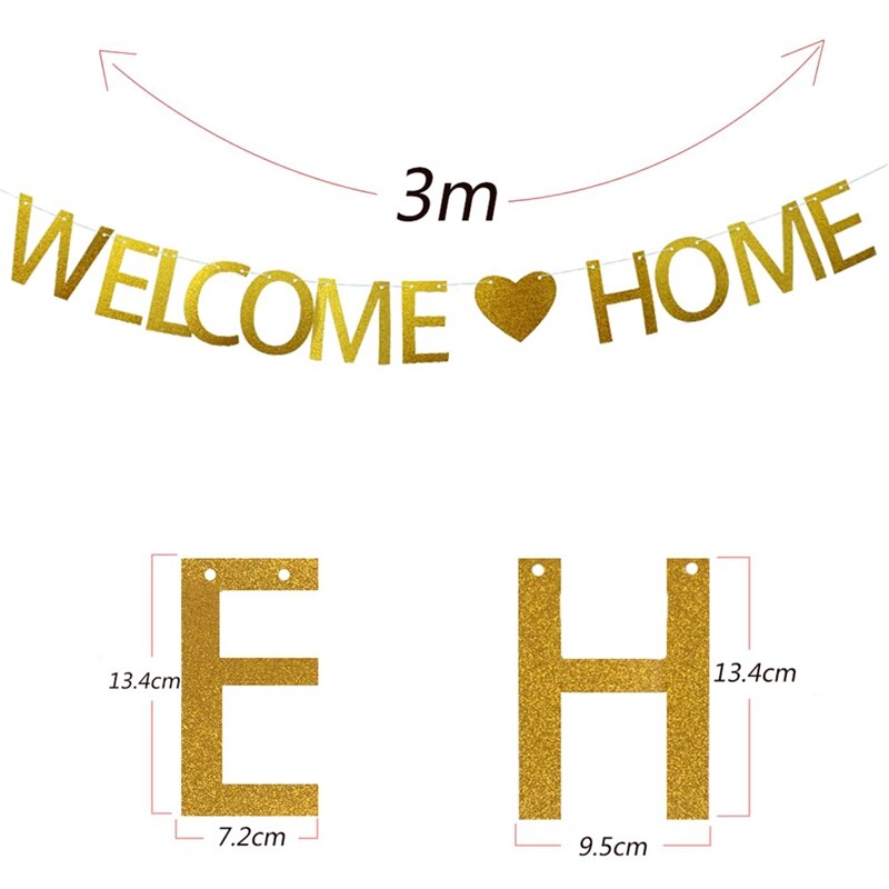 1 Pc Glitter WELCOME HOME Flags Bunting Banner Hanging Decor Decorative Party Bunting Garland For Wedding