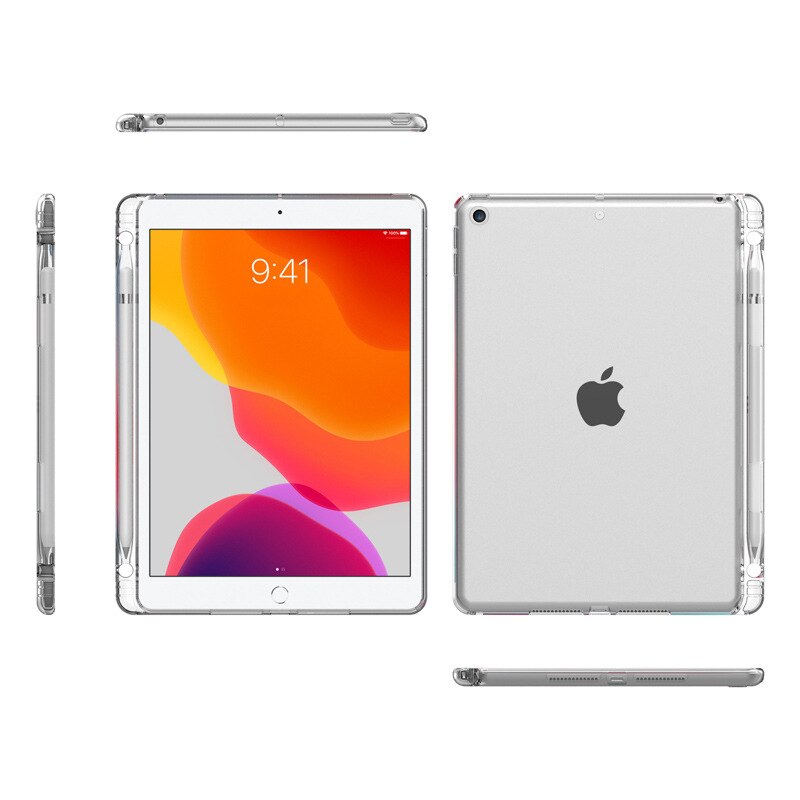 Couvercle Transparent Pour iPad 10.2 7 8 Mini 2 3 4 5 9.7 Pro 10.5 11 2 3 4 Avec Porte-Crayon TPU Arrière En Silicone Étui Pour Tablette