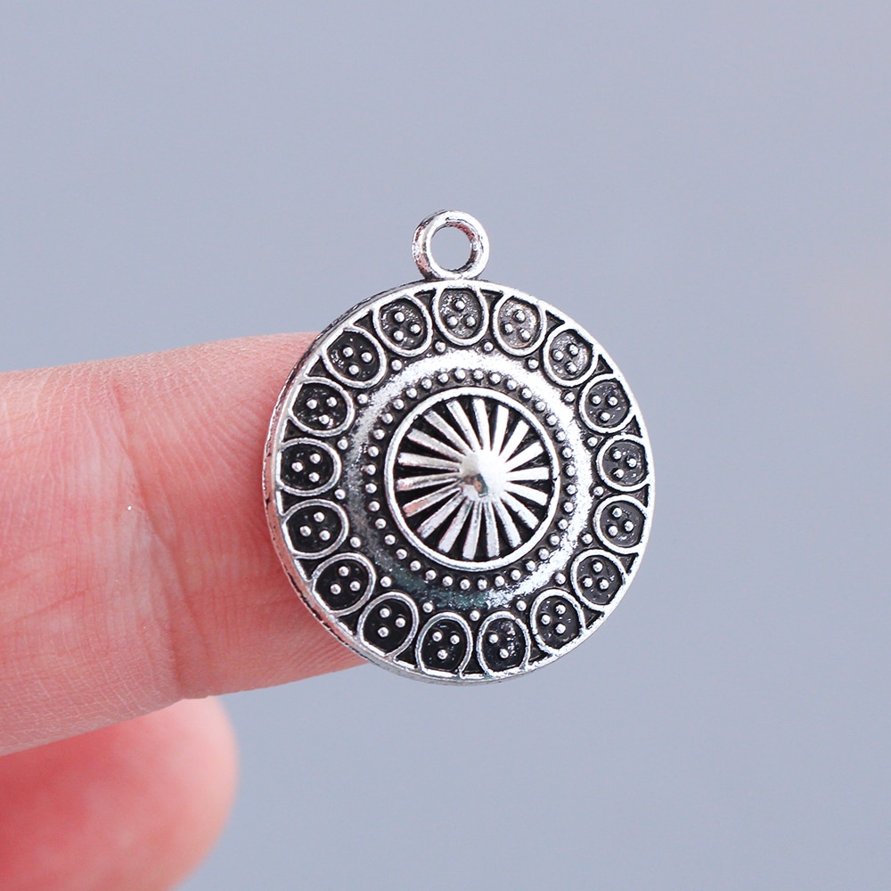 10pcs 25*21mm Antique Tibetan Silver Plated Charms Classic Pendants Bracelet Necklace Accessories Lovely Flowers