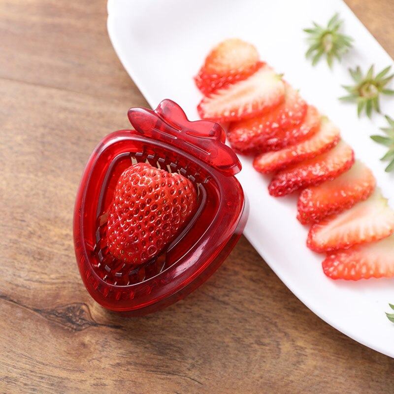 Strawberry Slicer Fruit Cutter Carving Tool Salad Cutter Stainless Steel Strawberry Cutter Fruit Slicer Portable Kitchen Gadgets