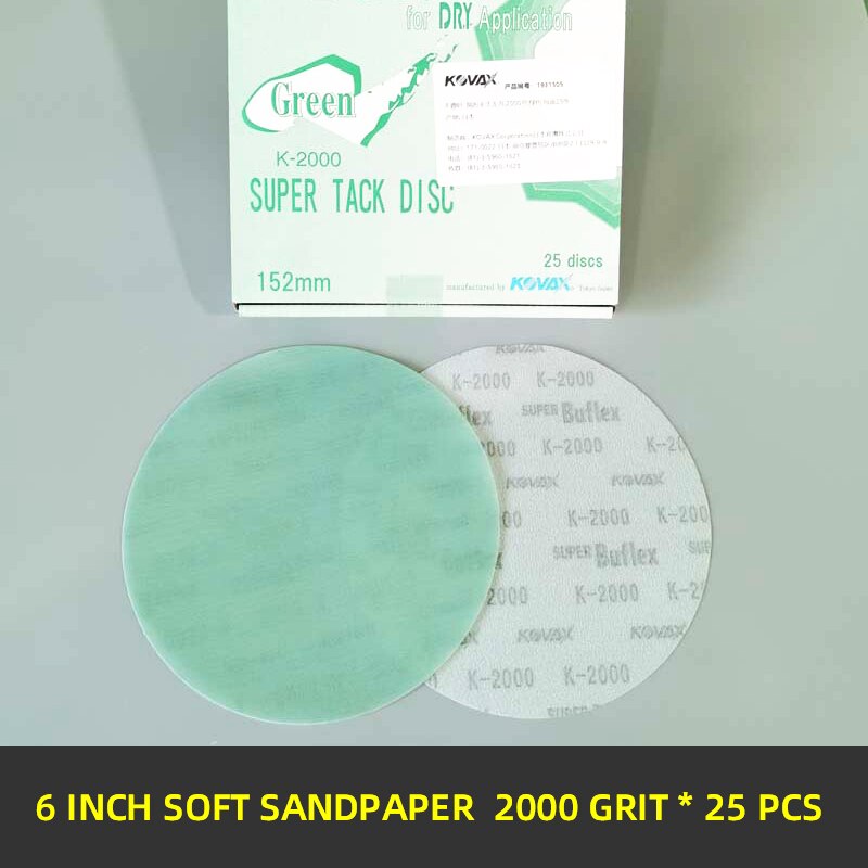 25 PCS KOVAX 6 Inch Sandpaper Round Flocking Car Paint Beauty Fine Sanding 150mm 2000 Grit: 2000 grit 25 pcs
