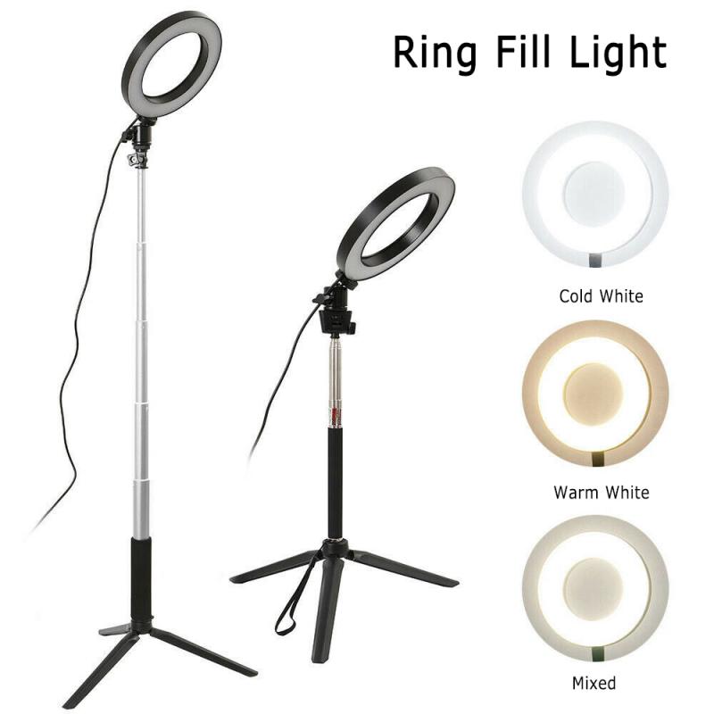 3-Light Color LED Ring Light Dimmable 5500K Lamp Photography Camera LED Fill Light Photo Studio Video LED Light With Tripod