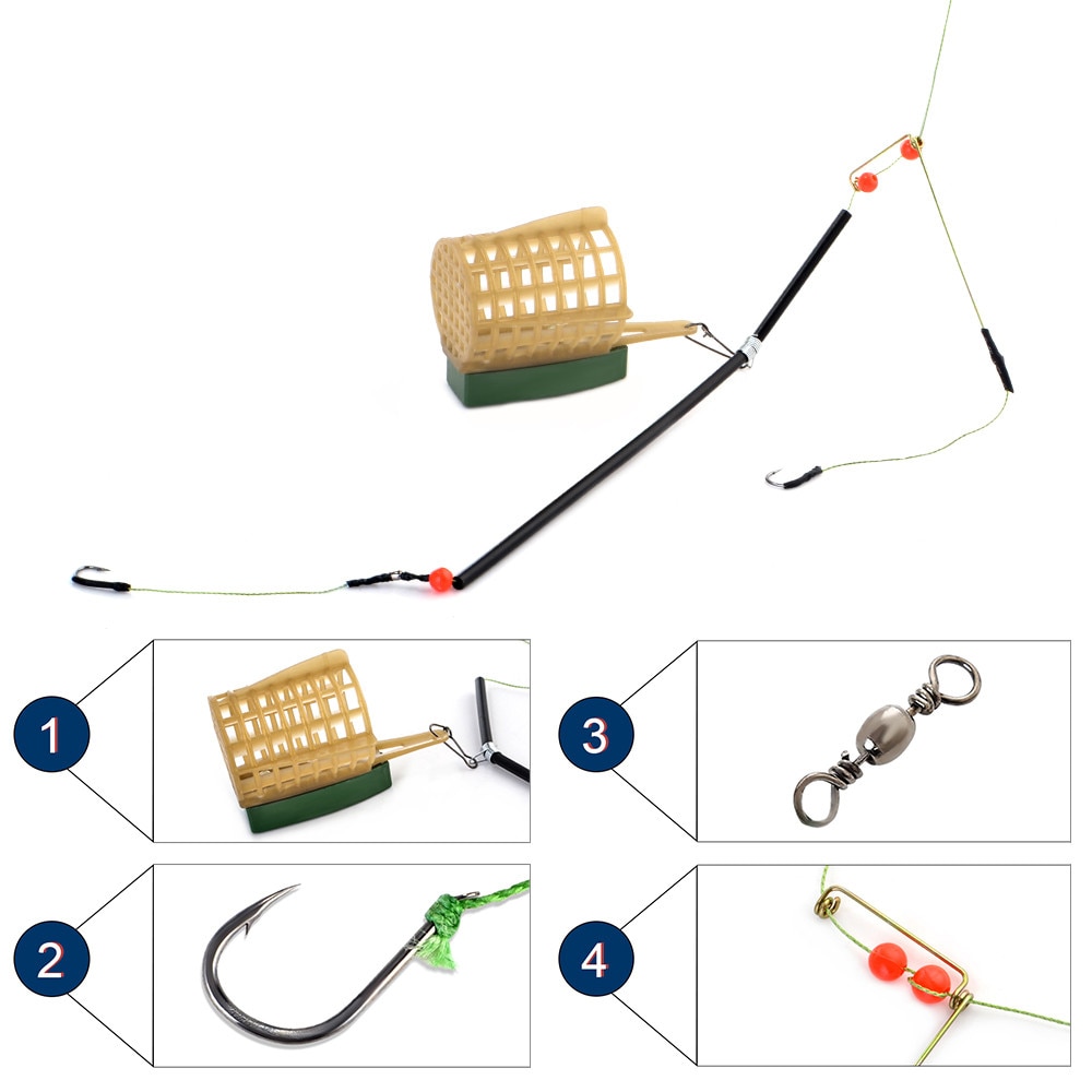 Fishing Groups 30/40/50/60/70/80g Single Jig Fish Hook Feeder Square And Cylindrical Metal Bait Cage Container