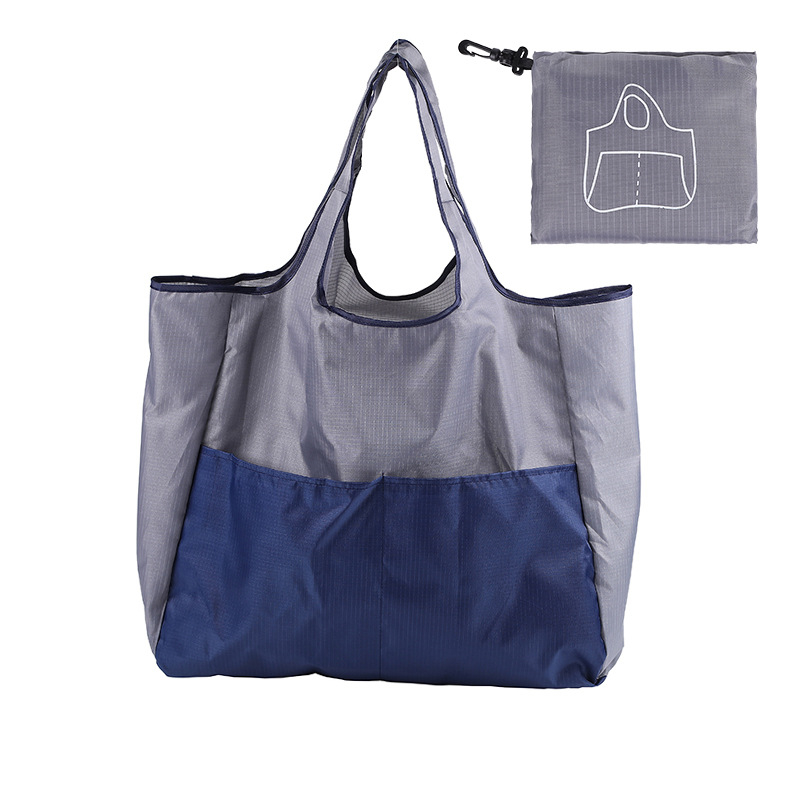 Big Folding Shopping Bag Large Capacity Portable Reusable Waterproof Grocery Shoulder Handbags for Travel: Blue